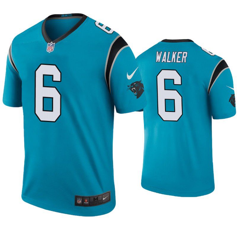 Men Carolina Panthers #6 P.J. Walker Nike Blue Color Rush Legend NFL Jersey